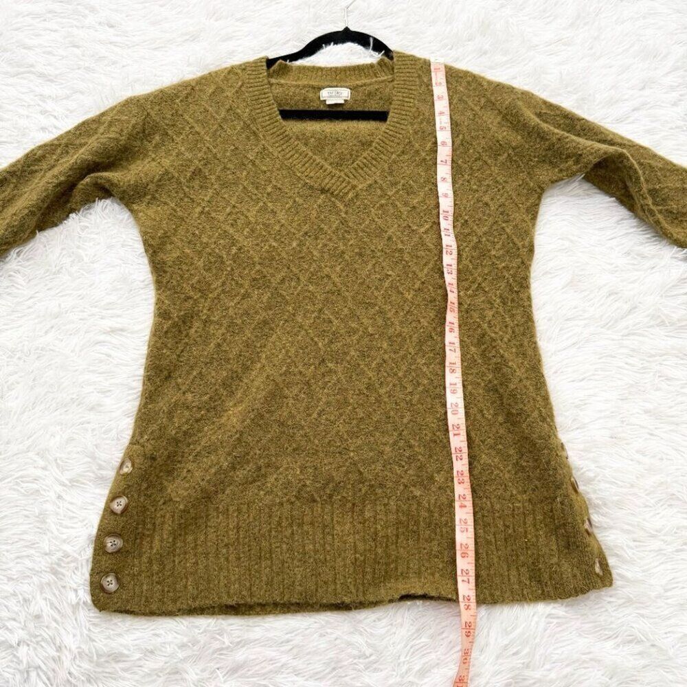 Women Fatface V Neck Alpaca Wool Blend Sacha Longline Jumper Dark Mustard Size 4 - Picture 5 of 9